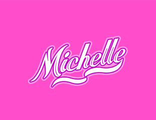 First name Michelle designed in athletic script with pink background