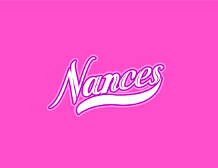 First name Nances designed in athletic script with pink background