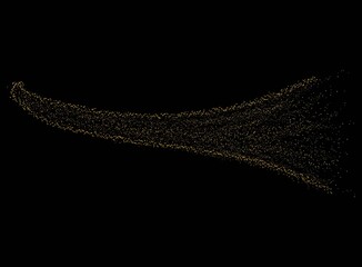 Gold glitter wave. Design element with glitter effect. Effect, decoration. Stock vector illustration on black isolated background. 