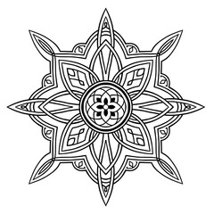 Circular pattern in form of mandala for coloring book, Henna, Mehndi, tattoo, Yoga logo. Background for meditation poster. Unusual flower shape oriental line vector. Anti-stress therapy pattern.
