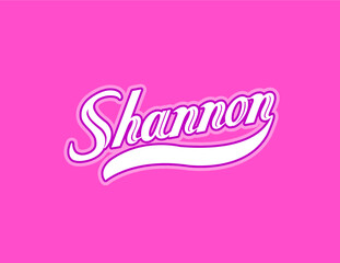First name Shannon designed in athletic script with pink background