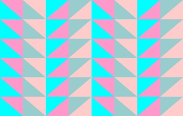 Motif Triangle textile design fabric. Seamless Vector Background. Retro vector background or pattern. Casual stylish in blue and pink color. Vector illustration.