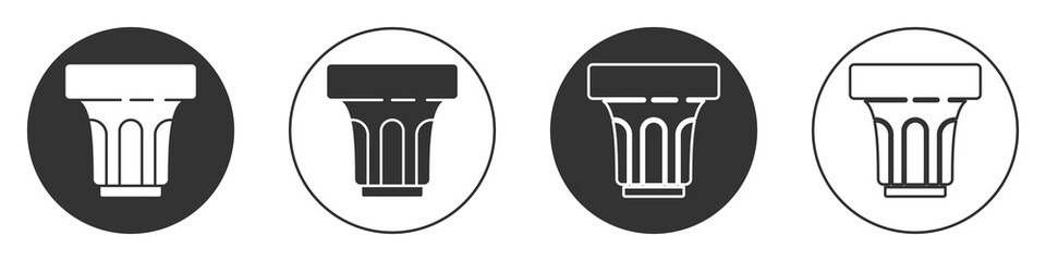 Black Glass with water icon isolated on white background. Soda glass. Circle button. Vector Illustration.