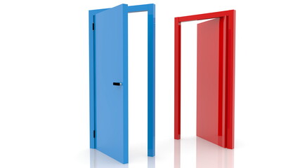 Concept of two colorful doors