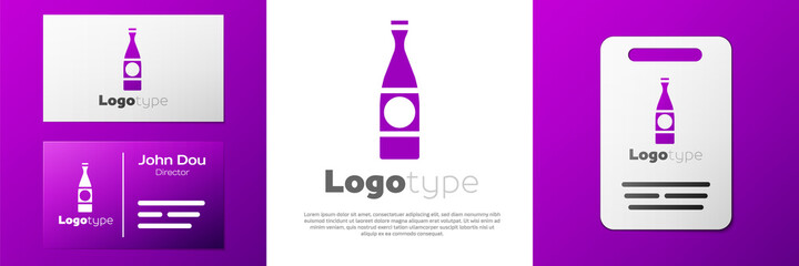 Logotype Beer bottle icon isolated on white background. Logo design template element. Vector Illustration.
