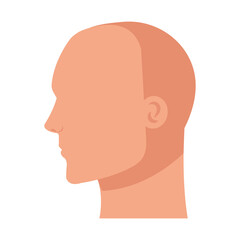 silhouette of head human profile, on white background