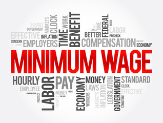Minimum Wage word cloud collage, business concept background