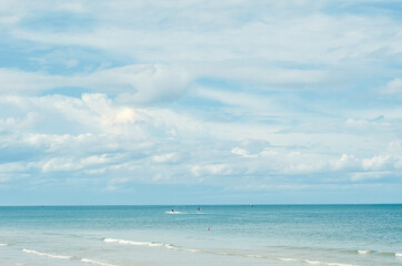 Fototapeta na wymiar sea beach panorama, Blue ocean wave, holiday concept