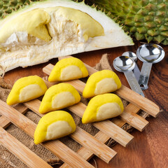 Durian and salted egg cookies with Durian shape Crispy Cookies