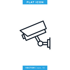 CCTV Icon Vector Logo Design Template. Editable Stroke.