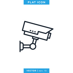 CCTV Icon Vector Logo Design Template. Editable Stroke.