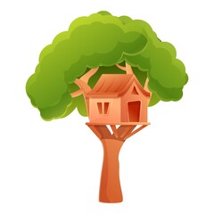 Outdoor treehouse icon. Cartoon of outdoor treehouse vector icon for web design isolated on white background