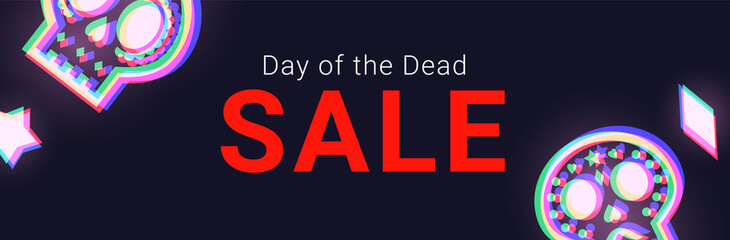 Day of the Dead Sale banner. Dia de Muertos Clearance Poster.