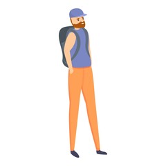 Fototapeta na wymiar Hipster tourist backpack icon. Cartoon of hipster tourist backpack vector icon for web design isolated on white background