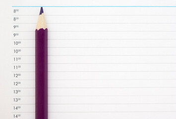 Purple  pencil on the schedule page