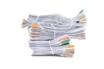 Stack of Documents isolated on white background. Documents pile.