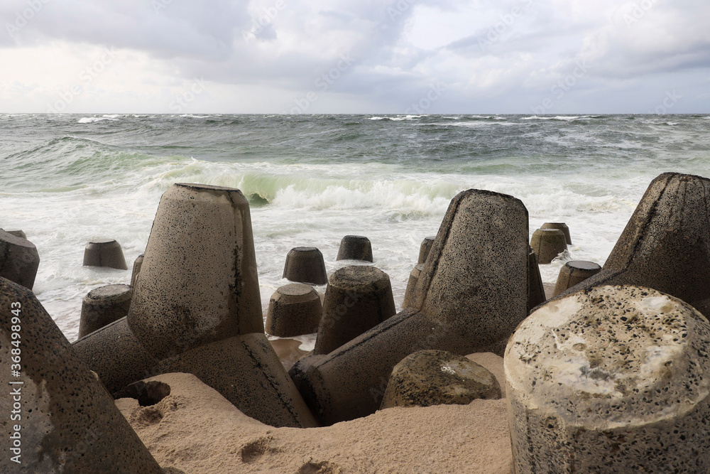 Wall mural Tetrapods at Hoernum, Sylt, Germany, Europe