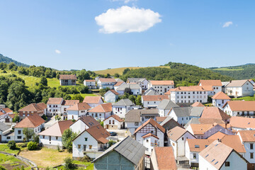 Obraz premium views of otsagavia countryside town in pyrenees, Spain