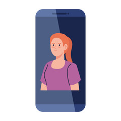 woman in smartphone device, social media concept