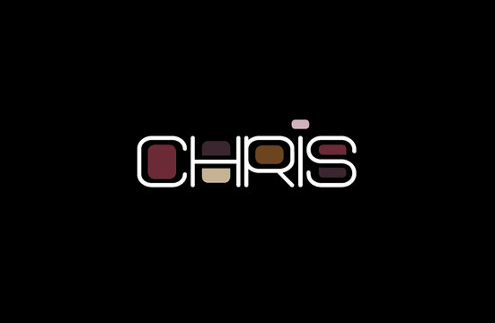 Chris Name Art in a Unique Contemporary Design in Java Brown Colors