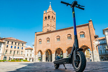 Obraz premium Scooter rental sharing in an Italian town
