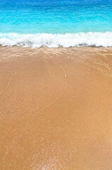 Fototapeta na wymiar Very clean sand of Kaputas beach. Kas, Antalya, Turkey