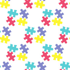 Pixel puzzle seamless pattern. Pixel art 8 bit
