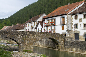 views of otsagavia countryside town in pyrenees, Spain