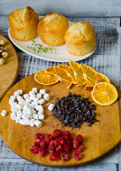 Easter cake holiday outlay with wooden decoration