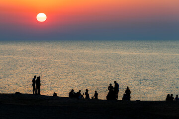 Sunset on the beach in Baku