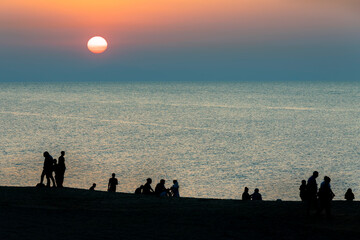 Sunset on the beach in Baku