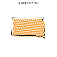 Scribble Map of South Dakota Design Template.