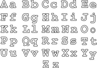 English alphabet for children and schoolchildren, coloring book