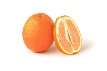 Oranges with half isolated on white