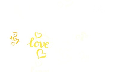 Light Orange vector pattern with colorful hearts.