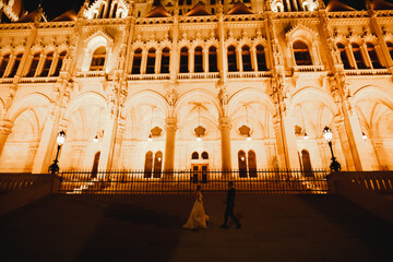 Fototapeta premium Young happy couple running to meet each other