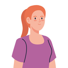 pretty young woman on white background