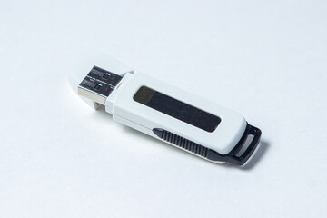 USB flash card on a white background. Information carrier. Modern technology. Transfer of...