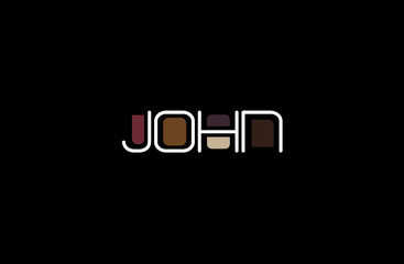 John Name Art in a Unique Contemporary Design in Java Brown Colors