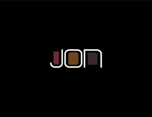 Jon Name Art in a Unique Contemporary Design in Java Brown Colors