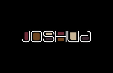 Joshua Name Art in a Unique Contemporary Design in Java Brown Colors