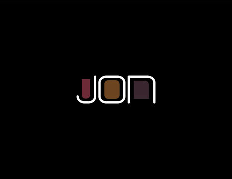 Jon Name Art in a Unique Contemporary Design in Java Brown Colors
