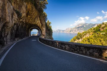 Papier Peint photo autocollant Plage de Positano, côte amalfitaine, Italie Characteristic tunnel in the Amalfi coast, Italy, Europe