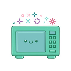 kawaii microwave kitchen appliance icon cartoon