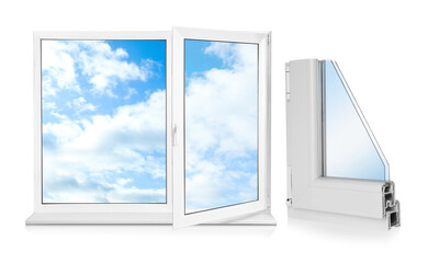 Window and sample of profile on white background