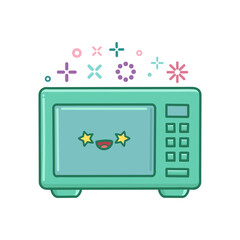 kawaii microwave kitchen appliance icon cartoon