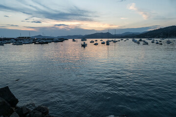Naklejka premium The port of Sestri Levante at sunset
