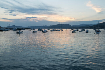 The port of Sestri Levante at sunset