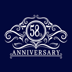 58 years Anniversary logo, luxurious 58th Anniversary design celebration.