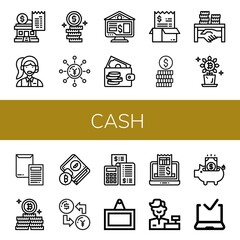 cash simple icons set